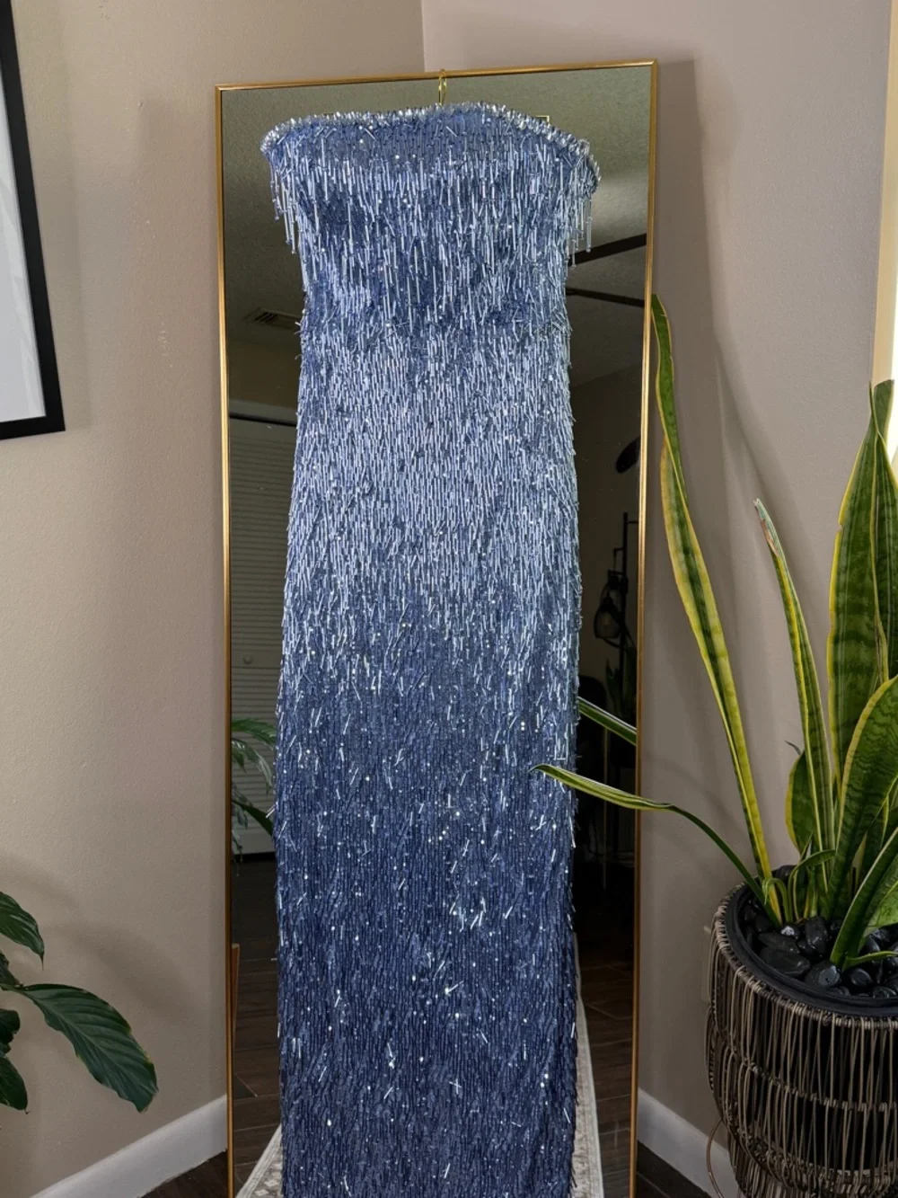 Albina Dyla Sapphire Gleam Strapless Sequin Column Dress - Picture 8 of 12